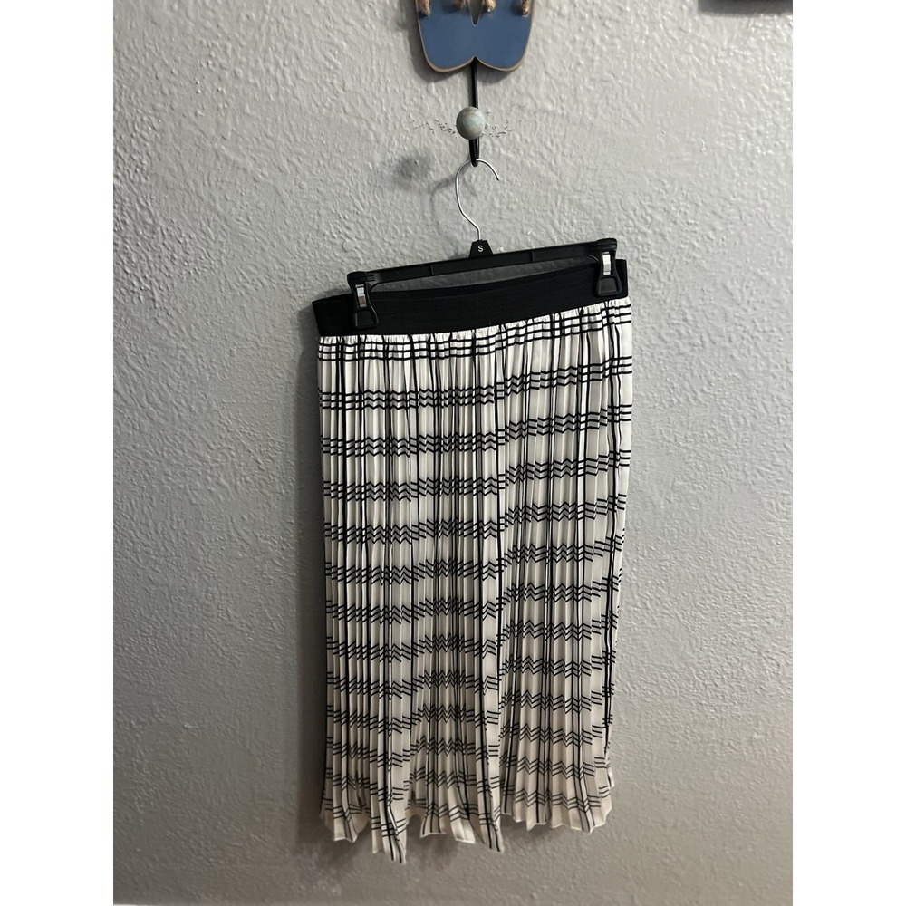 Rachel Zoe Skirt Accordion Women Black White Plaid Size Large‎
